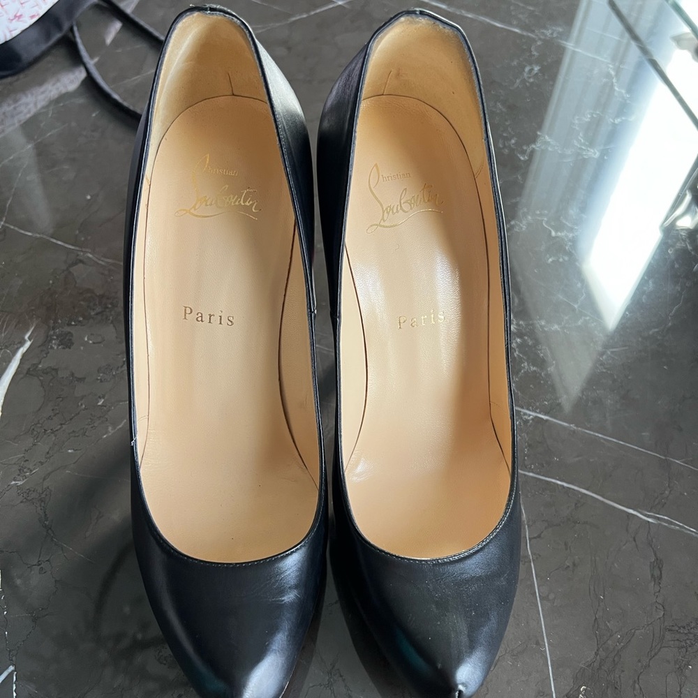 Christian Louboutin Black heels size 39 5” with zipper detail